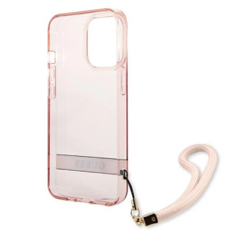 Guess GUHCP13LHTSGSP iPhone 13 Pro / 13 6,1&quot; růžové/růžové pevné pouzdro Translucent Stap