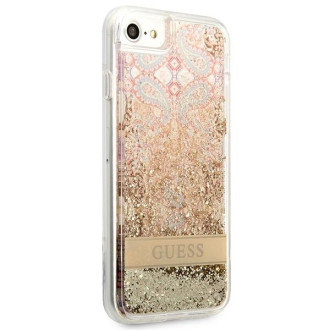 Guess Paisley Liquid Glitter case for iPhone SE 2022 / SE 2020 / 7 / 8 - gold