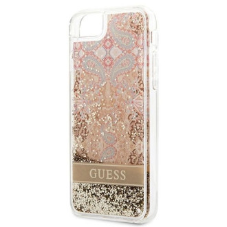 Guess Paisley Liquid Glitter case for iPhone SE 2022 / SE 2020 / 7 / 8 - gold