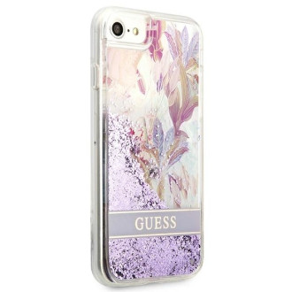 Guess Flower Liquid Glitter case for iPhone SE 2022 / SE 2020 / 7 / 8 - purple
