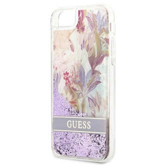 Guess Flower Liquid Glitter case for iPhone SE 2022 / SE 2020 / 7 / 8 - purple