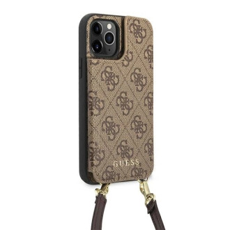 Guess GUHCP12MCB4GB iPhone 12/12 Pro 6.1 "brown / brown hardcase 4G Crossbody Cardslot