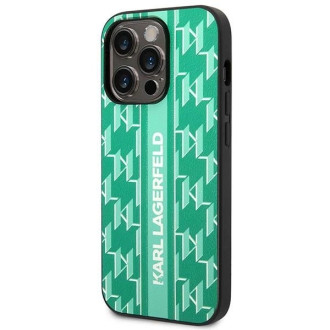 Karl Lagerfeld Monogram Stripe iPhone 14 Pro Case - Green