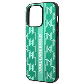 Karl Lagerfeld Monogram Stripe iPhone 14 Pro Case - Green
