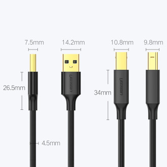 Ugreen USB Type B printer cable (male) - USB 2.0 (male) 480 Mbps 2 m black (US135 20847)