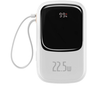 Baseus Qpow Digital Display powerbank with fast charging 20000mAh 22.5W QC/PD/SCP/FCP with built-in USB-C cable white
