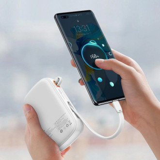 Baseus Qpow Digital Display powerbank with fast charging 20000mAh 22.5W QC/PD/SCP/FCP with built-in USB-C cable white