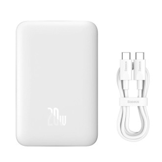 Baseus Magnetic Mini 10000mAh USB-C PD 20W / MagSafe 15W powerbank - white + USB-C cable