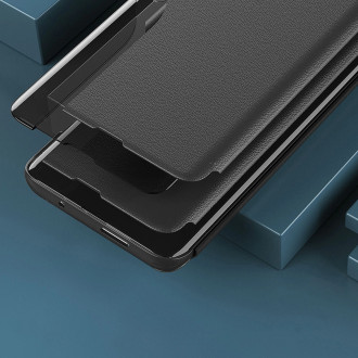 Eco Leather View Case cover for Samsung Galaxy A14 with flip stand blue