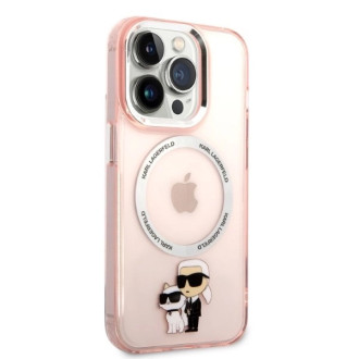Etui Karl Lagerfeld Iconic Karl&Choupette MagSafe na iPhone 14 Pro Max - różowe