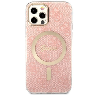 Set Guess GUBPP12MH4EACSP Case+ Charger iPhone 12/12 Pro pink/pink hard case 4G Print MagSafe