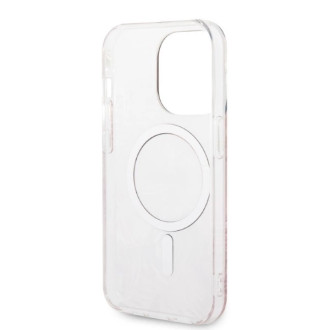 Set Guess GUBPP14XHJEACSP Case+ Charger iPhone 14 Pro Max 6,7" růžové/růžové pevné pouzdro Jungle MagSafe