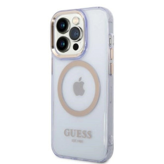 Guess GUHMP14XHTCMU iPhone 14 Pro Max 6,7&quot; fialové/fialové pevné pouzdro Gold Outline Translucent MagSafe