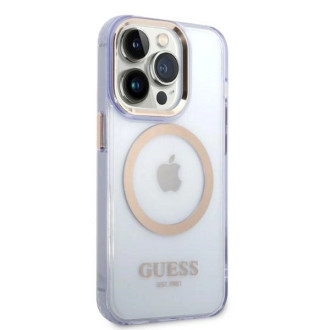 Guess GUHMP14XHTCMU iPhone 14 Pro Max 6,7&quot; fialové/fialové pevné pouzdro Gold Outline Translucent MagSafe