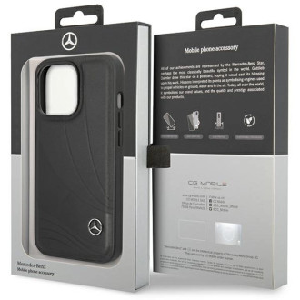 Mercedes Leather Wave Pattern iPhone 14 Pro Case - Black