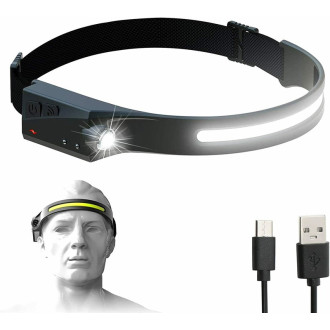 LED headlamp with IPX4 motion sensor USB-C 1200 mAh - black