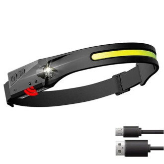 LED headlamp with IPX4 motion sensor USB-C 1200 mAh - black