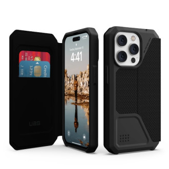 UAG Metropolis case for iPhone 14 Pro with flap - black kevlar