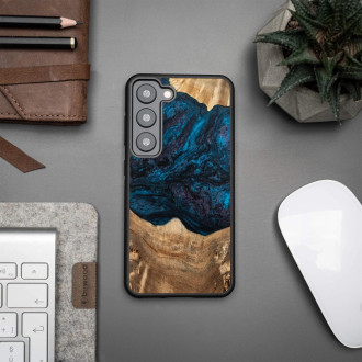Wood and resin case for Samsung Galaxy S23 Bewood Unique Neptune - navy blue and black