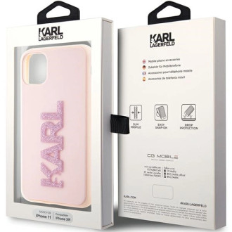 Karl Lagerfeld KLHCN613DMBKCP iPhone 11 / Xr 6.1" pink/pink hardcase 3D Rubber Glitter Logo