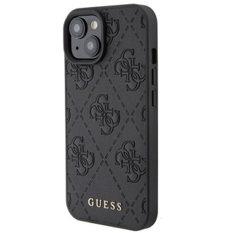 Guess Leather 4G Stamped case for iPhone 15 - black