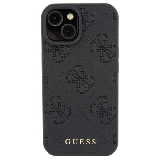 Guess Leather 4G Stamped case for iPhone 15 - black