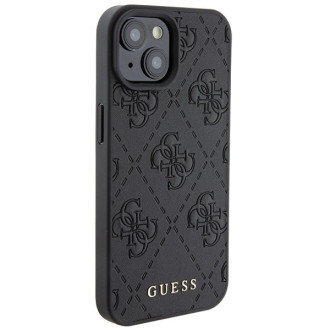 Guess Leather 4G Stamped case for iPhone 15 - black