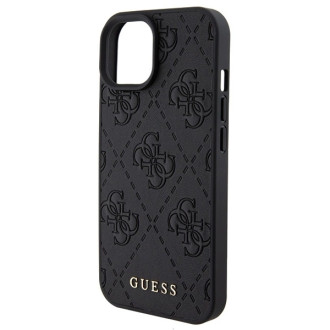 Guess Leather 4G Stamped case for iPhone 15 - black