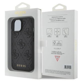 Guess Leather 4G Stamped case for iPhone 15 - black