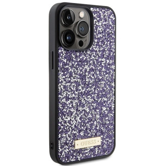 Pouzdro Guess Rhinestone Metal Logo pro iPhone 15 Pro Max - růžové