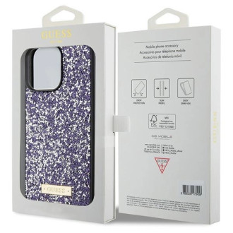 Pouzdro Guess Rhinestone Metal Logo pro iPhone 15 Pro Max - růžové