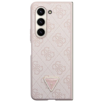 Guess GUHCZFD5P4TDPP F946 Z Fold5 case - pink Leather 4G Triangle Strass