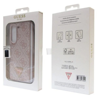 Guess GUHCZFD5P4TDPP F946 Z Fold5 case - pink Leather 4G Triangle Strass