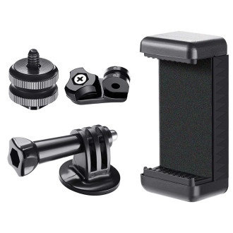 Phone/Sports Camera Holder with Adapter - Black