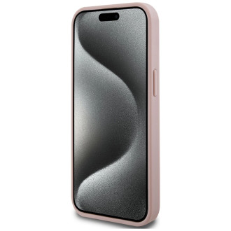 Guess GUHCP15SPCRTHCP iPhone 15 6,1&quot; růžové/růžové pevné pouzdro Croco Triangle Metal Logo