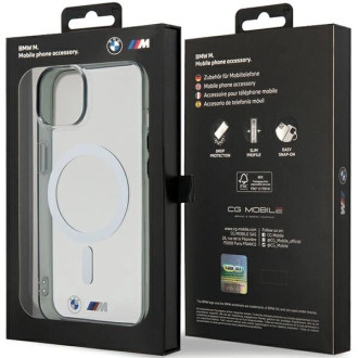 Etui BMW Silver Ring MagSafe do iPhone 15 - przezroczyste