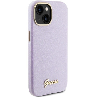 Guess Glitter Glossy Script case for iPhone 15 - lilac
