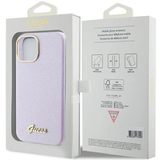 Guess Glitter Glossy Script case for iPhone 15 - lilac