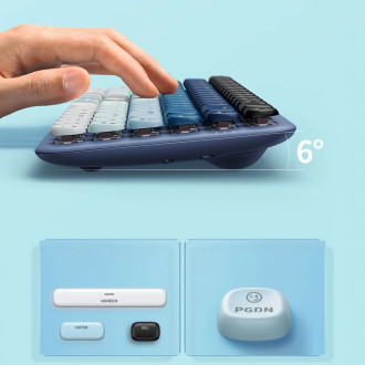 Bezdrátová mechanická klávesnice Ugreen KU101 Bluetooth/USB-C s podsvícením – modrá