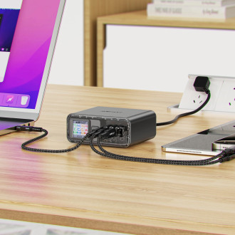 Acefast Z4 PD 218W GaN 3 x USB-C + USB-A Multifunction Adapter with 4 Ports - Gray