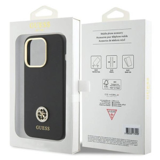 Guess Silicone Logo Strass 4G case for iPhone 15 Pro Max - black