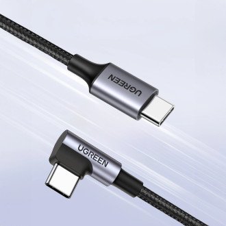 Ugreen US255 50122 USB-C (straight) / USB-C (angled) PD QC cable 60W 3A 0.5m - gray