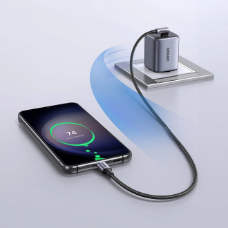 Ugreen US255 50122 USB-C (straight) / USB-C (angled) PD QC cable 60W 3A 0.5m - gray