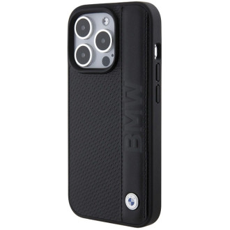 BMW Leather Textured &amp; Stripe iPhone 15 Pro Max Case - Black