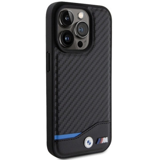 BMW Leather Carbon MagSafe iPhone 15 Pro Case - Black