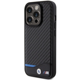 BMW Leather Carbon MagSafe iPhone 15 Pro Max Case - Black