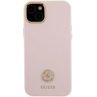 Guess Silicone Logo Strass 4G Case for iPhone 15 Plus / 14 Plus - Light Pink