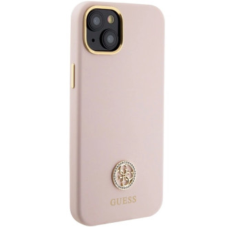 Guess Silicone Logo Strass 4G Case for iPhone 15 Plus / 14 Plus - Light Pink