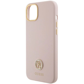 Guess Silicone Logo Strass 4G Case for iPhone 15 Plus / 14 Plus - Light Pink