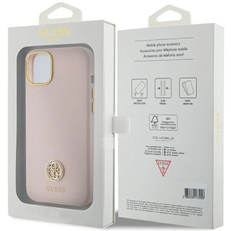 Guess Silicone Logo Strass 4G Case for iPhone 15 Plus / 14 Plus - Light Pink
